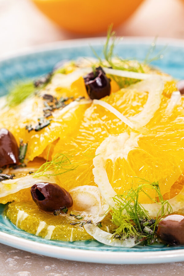 Insalata di arance, finocchi e olive nere